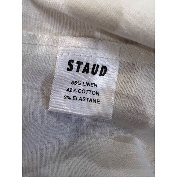 STAUD Women's White Swells Linen Blend Midi Fit & Flare Dress Size 12 NWOT - Picture 7 of 8